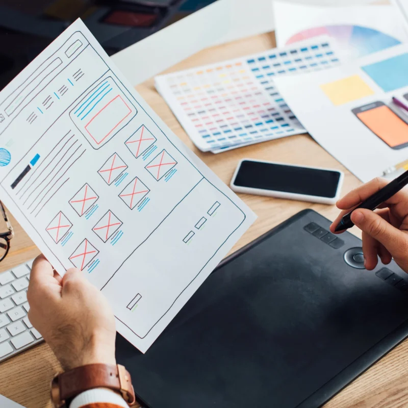 Web design planning and wireframing process for a Wexford-based business website